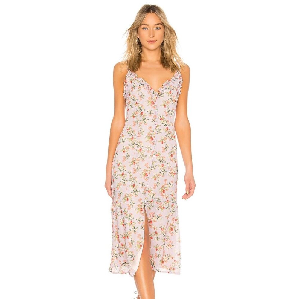 Lovers + Friends NWT Sun Room Midi Dress in Lilac Floral size Large